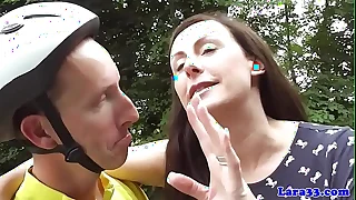 UK milf jizzed on while pain in the neck fingered